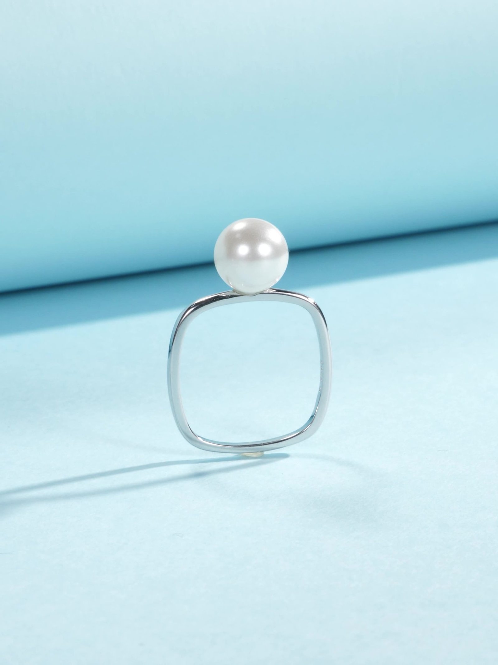 Sterling Silver Minimalist Fashion Swarovski Pearl Ring