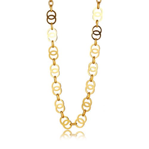 18K Gold-Plated Stainless Steel Circular Link Fashion Necklace