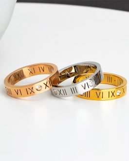 18K Gold Plating Titanium Roman Numeral Zircon Ring