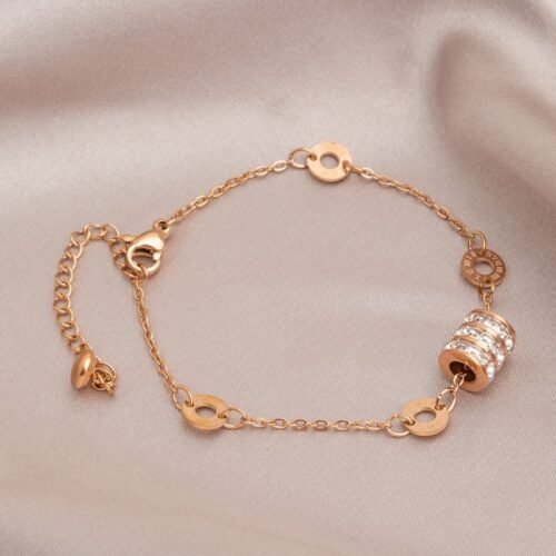 B.zero Titanium Steel Plated 18k Gold Zircon Bracelet