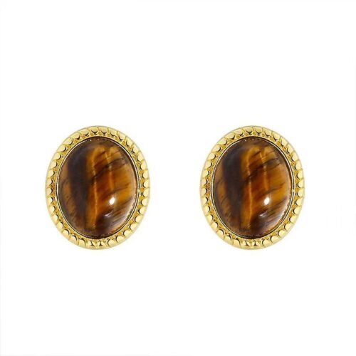 Vintage Tiger’s Eye Stud Earrings