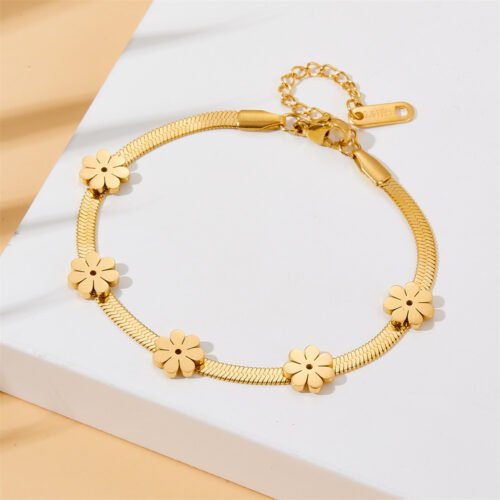 18K Gold-Plated Daisy Chain Titanium Steel Bracelet