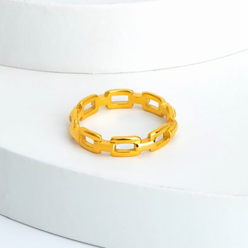 18K Gold Plating Titanium Chic Link Ring