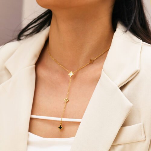 Celestial Charm 18K Gold-Plated Titanium Star Drop Necklace