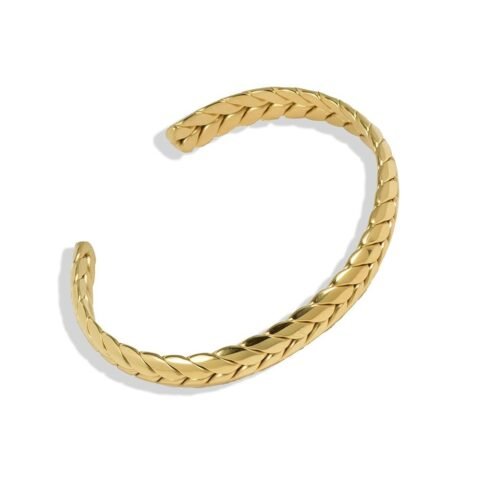 Chic Braided Gold Plated Titanium Cuff Bracelet