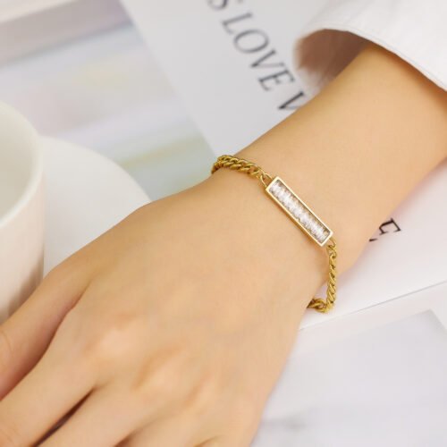 Crystalline Elegance Chain Bracelet