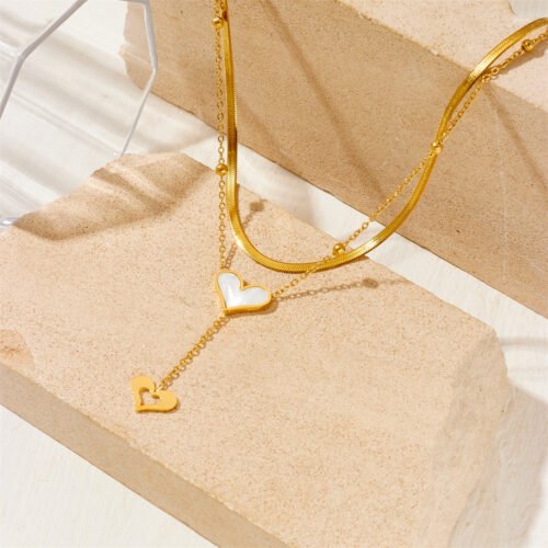 Duo Heart Cascade Necklace