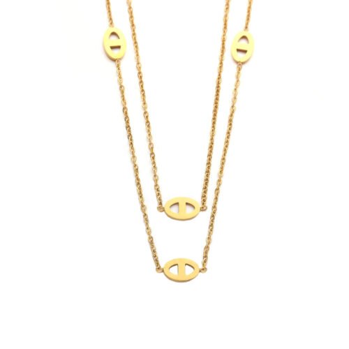 Elegant Harmony 18K Gold-Plated Titanium Double Strand Necklace