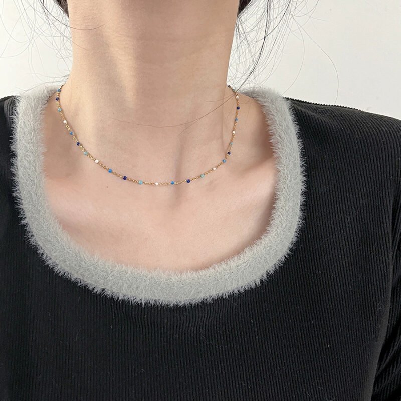 Elegant Titanium Gold Plated Drip Dazzle Necklace
