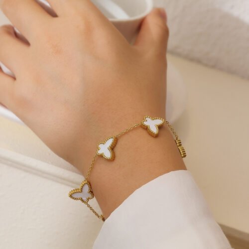 Ethereal Butterfly 18K Gold-Plated Titanium Bracelet