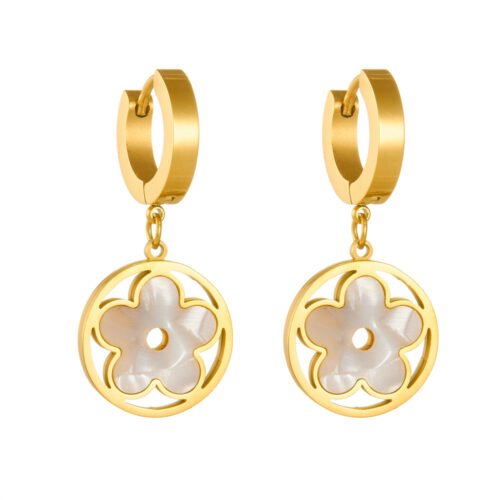 Floral-Inspired Earrings with Mother of Pearl Inlay