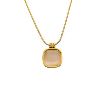 Golden Oasis Square Pendant Necklace