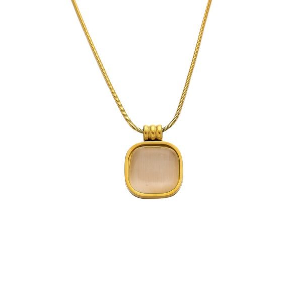 Golden Oasis Square Pendant Necklace