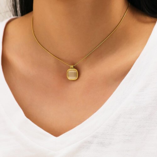 Golden Oasis Square Pendant Necklace