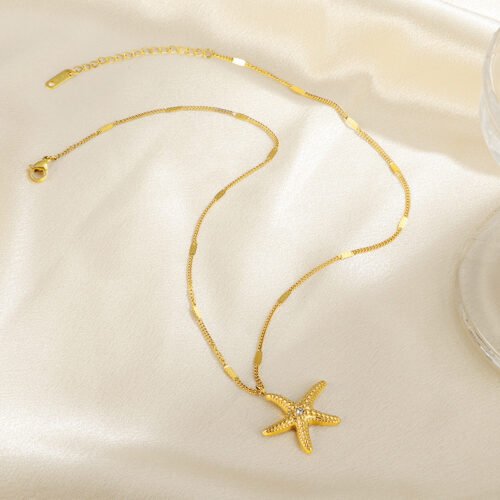 Golden Starfish Pendant Necklace – 18K Gold Plated