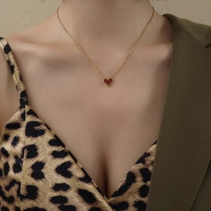 Heart Charm Necklace with Enamel - Image 2