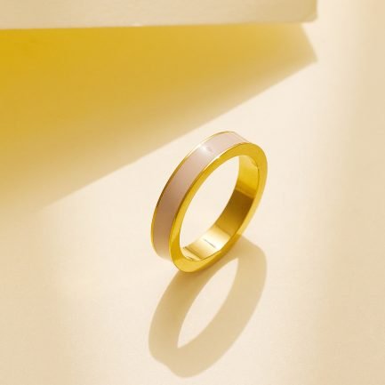 Minimalist Enamel Inlay Stainless Steel Couples Rings - Imagen 9