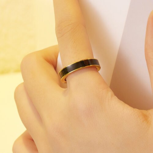 Minimalist Enamel Inlay Stainless Steel Couples Rings