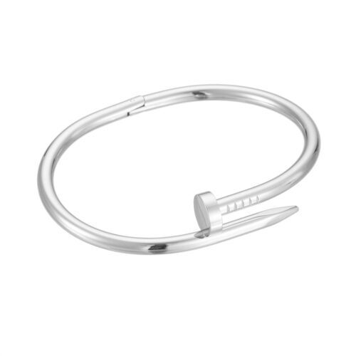 Nail-Inspired Titanium Steel Cuff Bangle with 18k Gold Plating