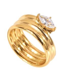 Triple Band Zircon Ring