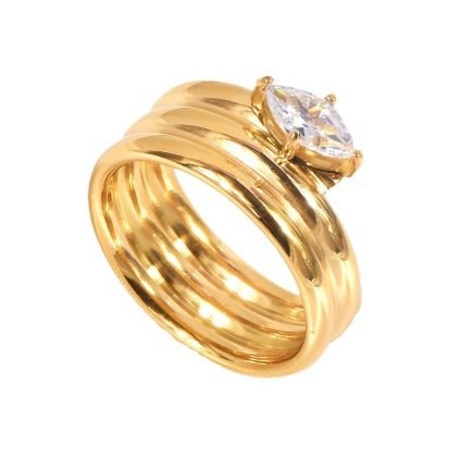 Triple Band Zircon Ring