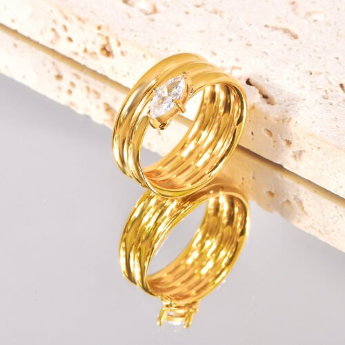 Triple Band Zircon Ring