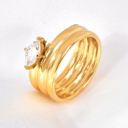 ⁦Triple Band Zircon Ring⁩ - الصورة ⁦5⁩