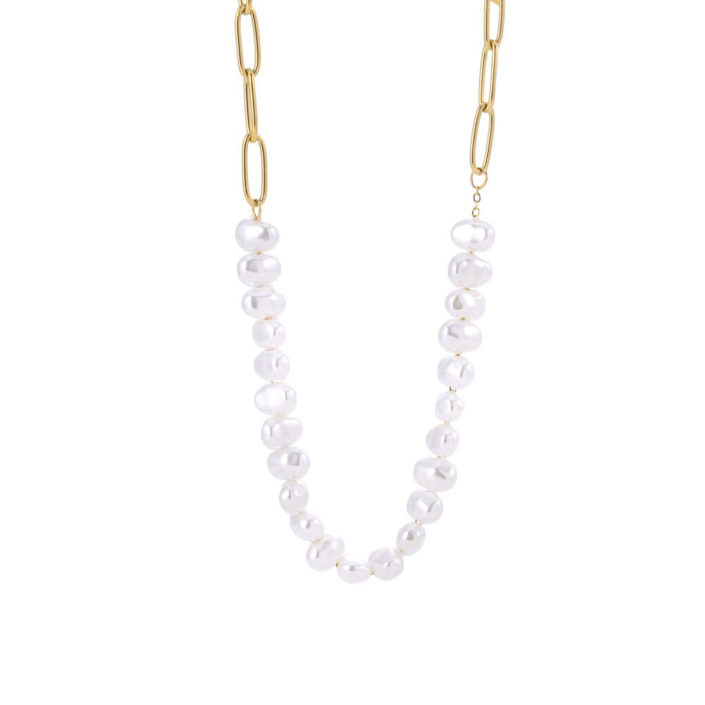 Cascading Pearl Paperclip Chain Necklace