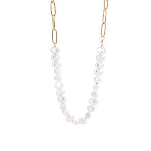 Cascading Pearl Paperclip Chain Necklace
