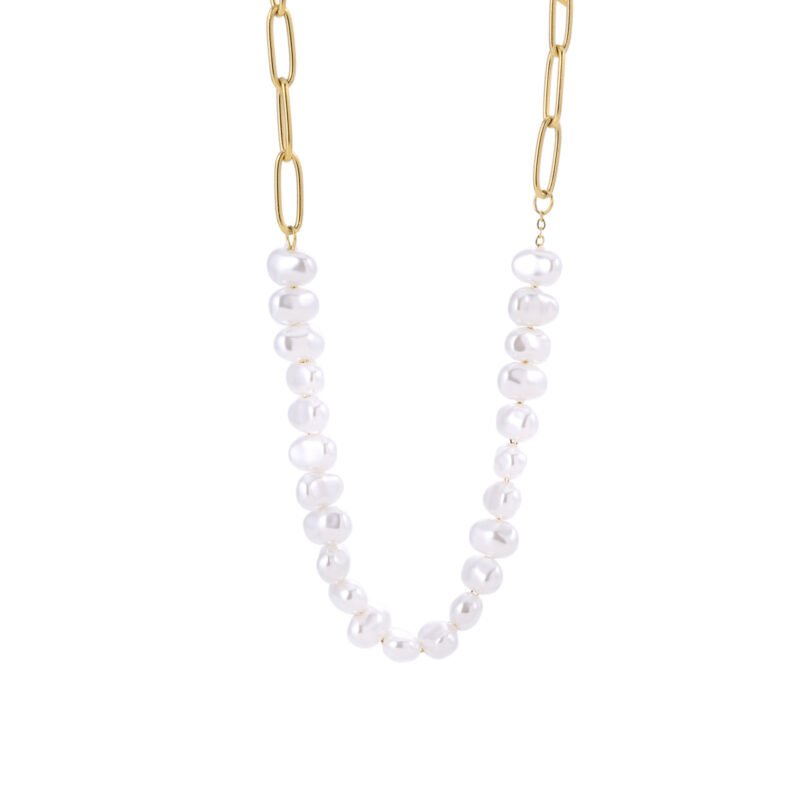 Cascading Pearl Paperclip Chain Necklace