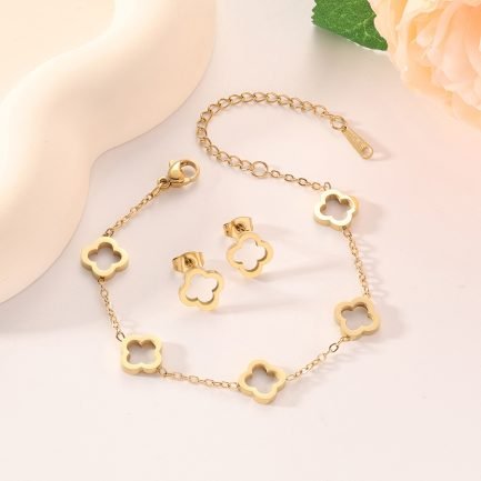 Clover Cascade Bracelet and Earring Set - Image 5