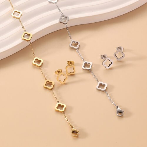 Clover Cascade Bracelet and Earring Set