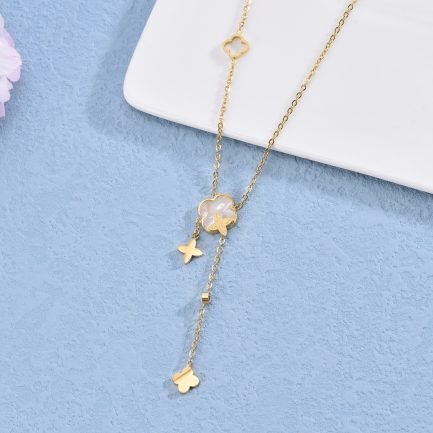 Clover Cascade Y-Necklace - 이미지 3