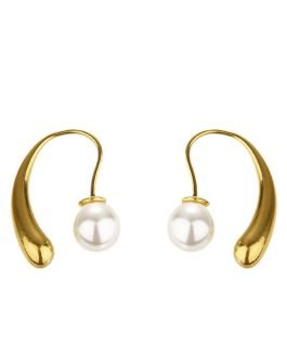 Crescent Pearl Drop Earrings