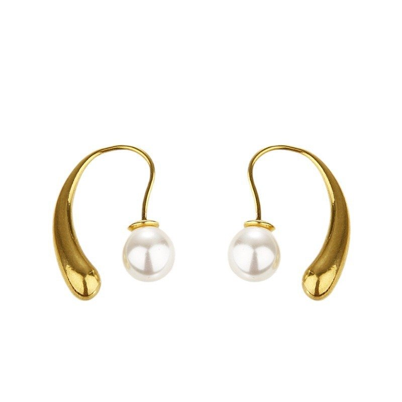 Crescent Pearl Drop Earrings