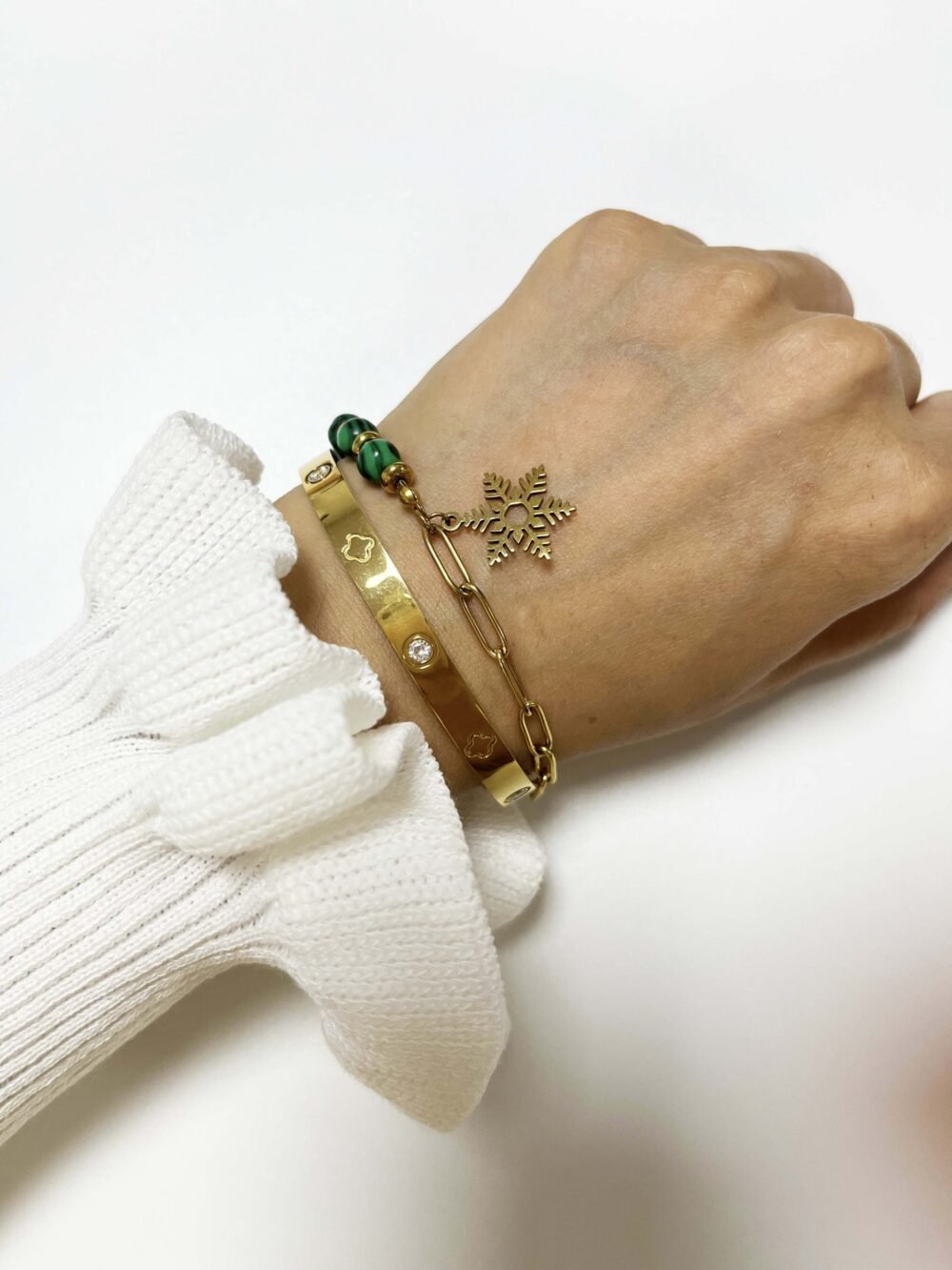 Emerald Frost Snowflake Charm Bracelet - Image 2