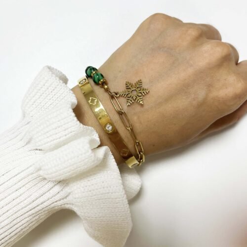 Emerald Frost Snowflake Charm Bracelet