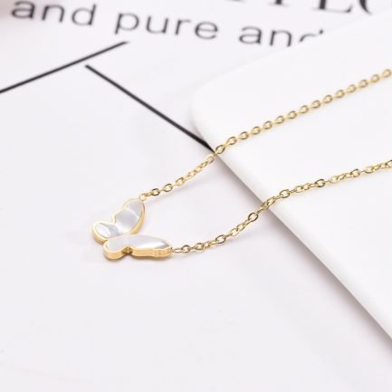 Ethereal Flutter Mother-of-Pearl Butterfly Necklace - Image 3