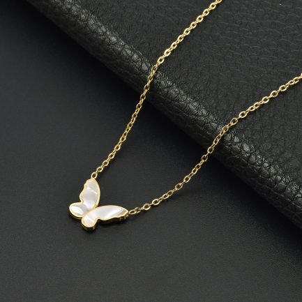 Ethereal Flutter Mother-of-Pearl Butterfly Necklace - Image 2