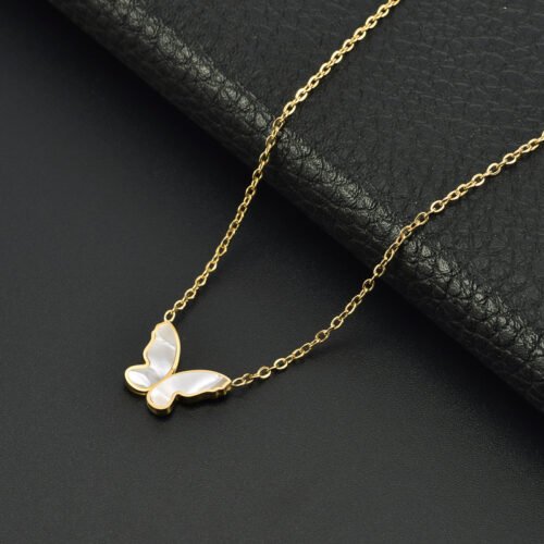 Ethereal Flutter Mother-of-Pearl Butterfly Necklace