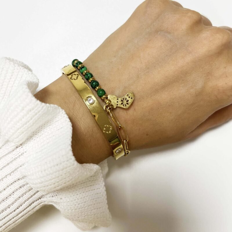 Festive Malachite Christmas Stocking Bracelet