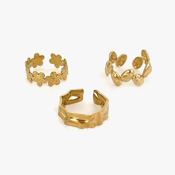 Floral & Textured Ring Set