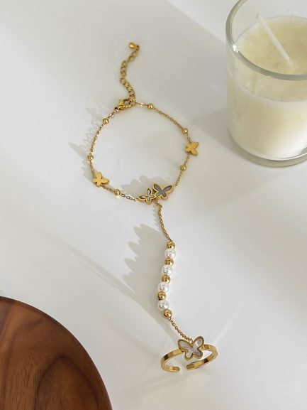 Flutter & Pearl Hand Chain - Image 2