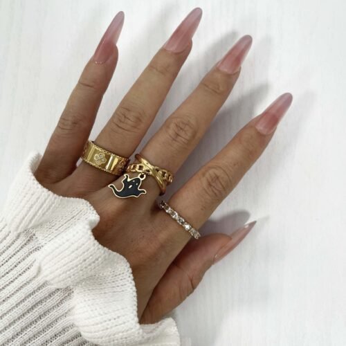 Ghostly Glam Chain Charm Ring