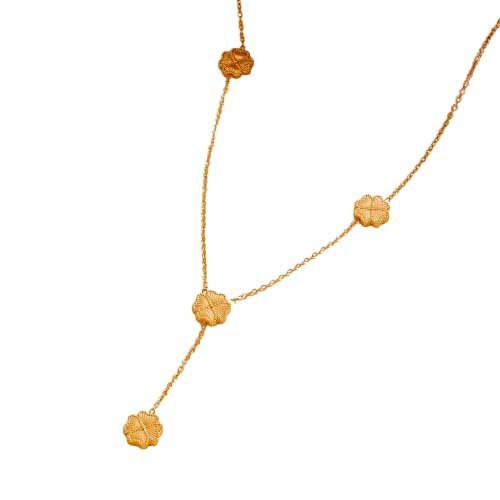 Golden Clover Cascade Y-Necklace