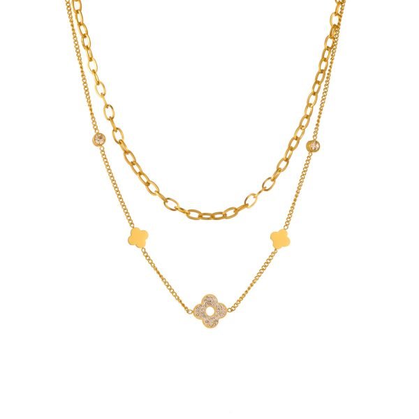 Golden Clover Duo Layered Necklace