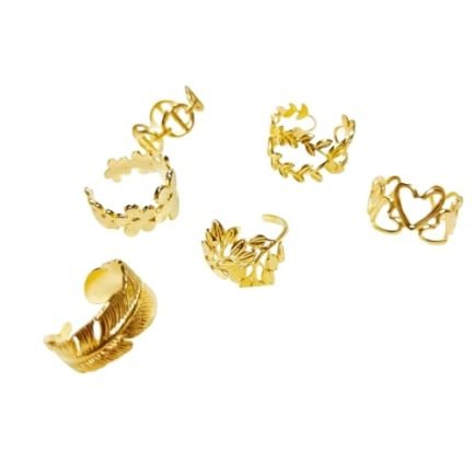Golden Garden Adjustable Ring Set