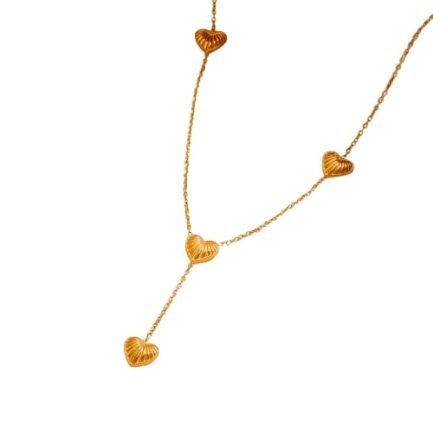 Golden Seashell Hearts Y-Necklace