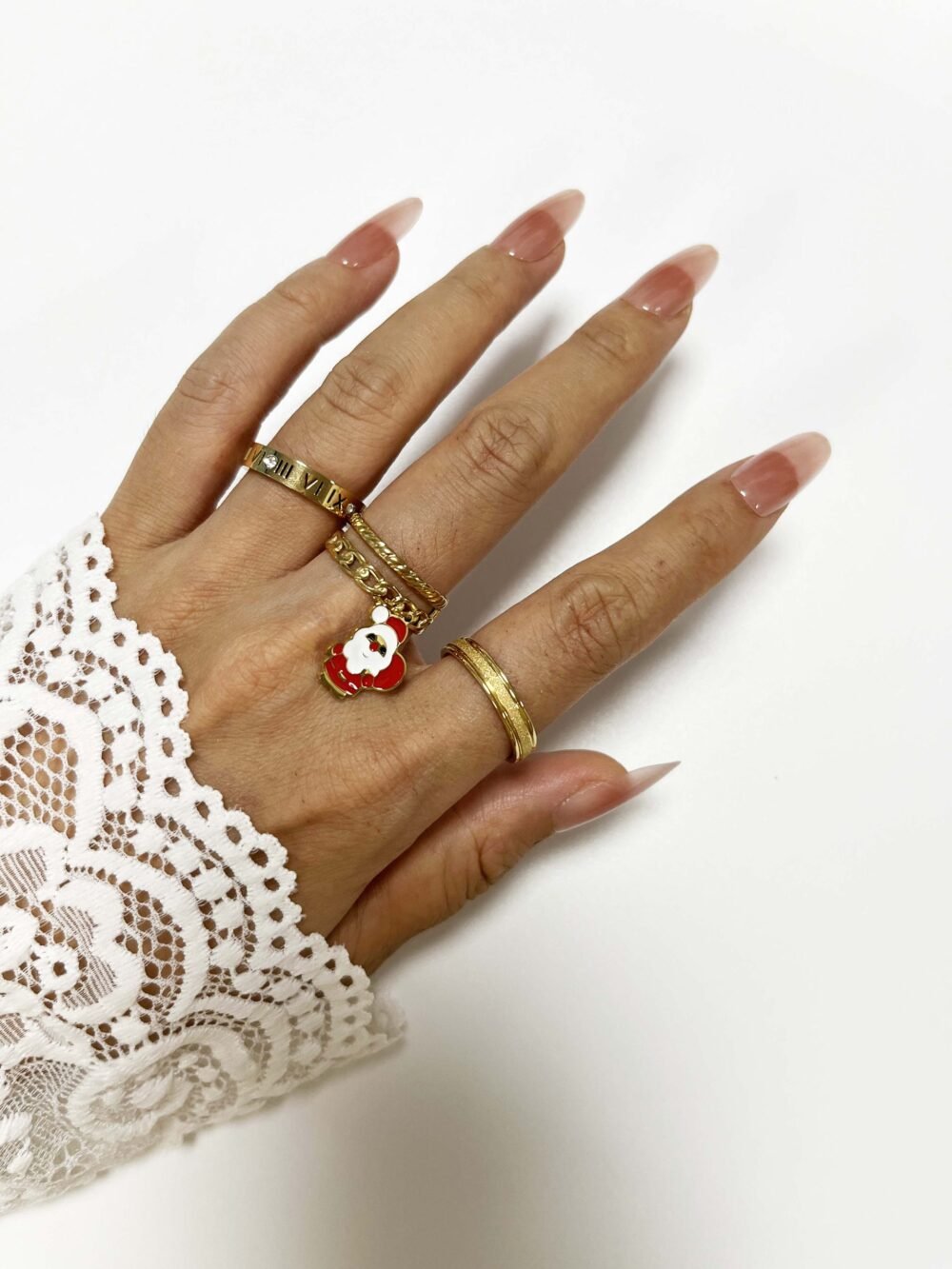 Jolly Santa Charm Layered Ring