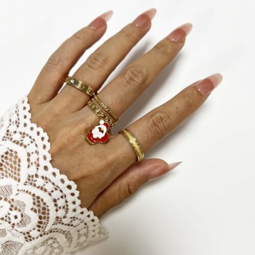 Jolly Santa Charm Layered Ring